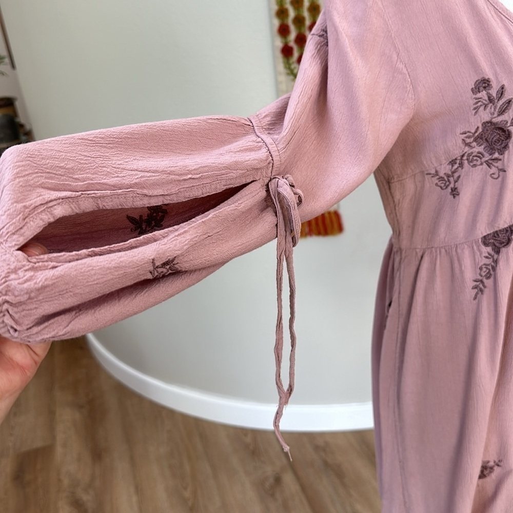 Boho embroidered midi dress SZ M - Picture 4 of 8
